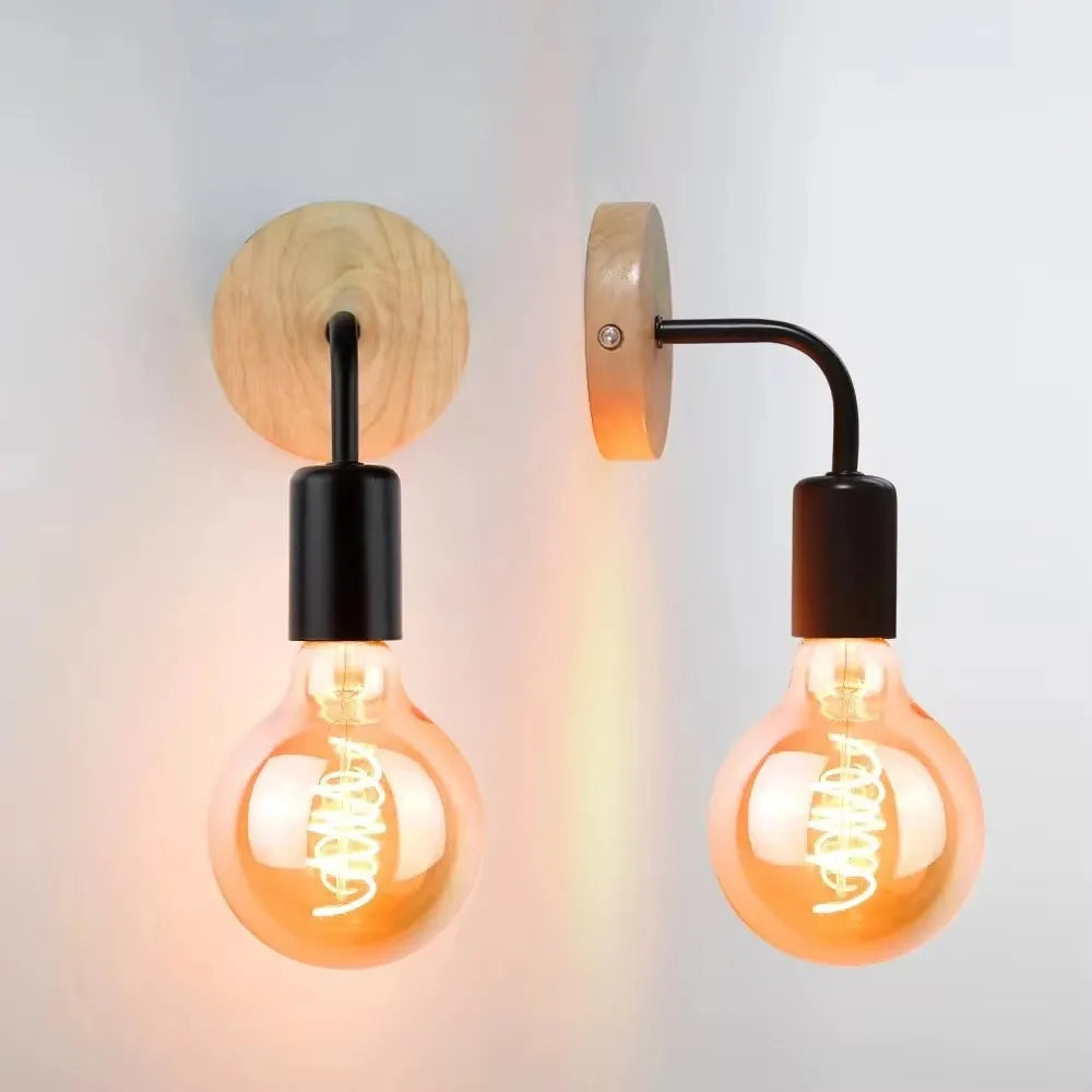 Lámpara de pared de madera, candelabro Vintage