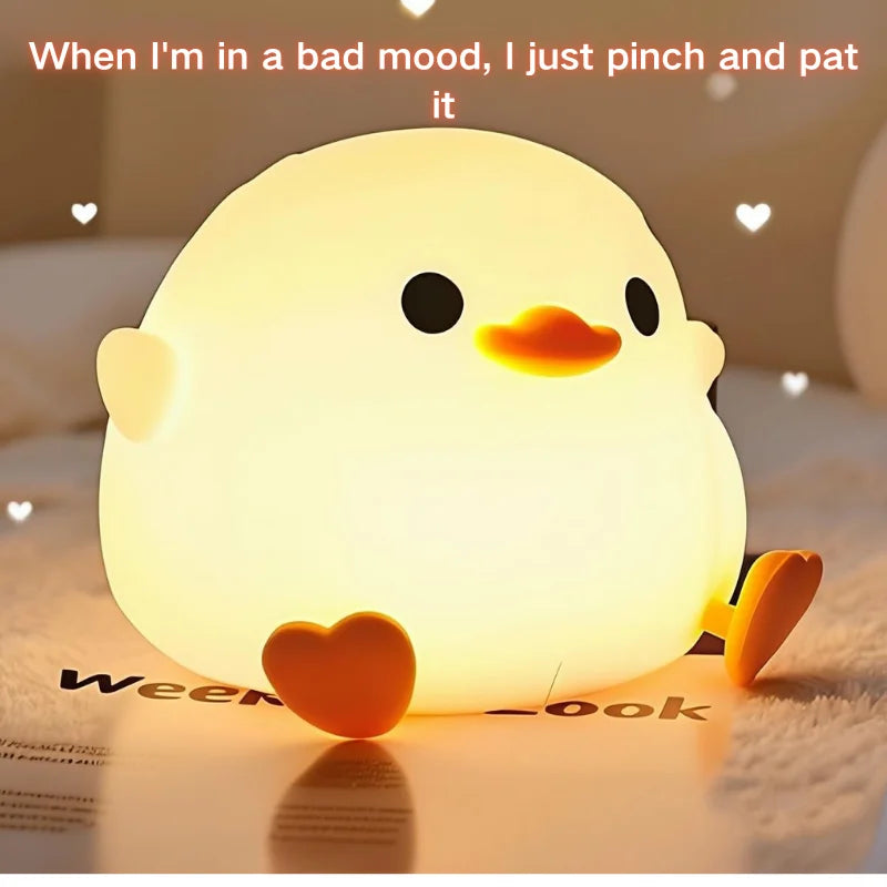 Lámpara Infantil Patito LED Recargable - Luz Nocturna Suave para Bebés y Niños