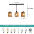 Lámpara Colgante Triple de Ratán Natural - Iluminación Moderna para Comedor