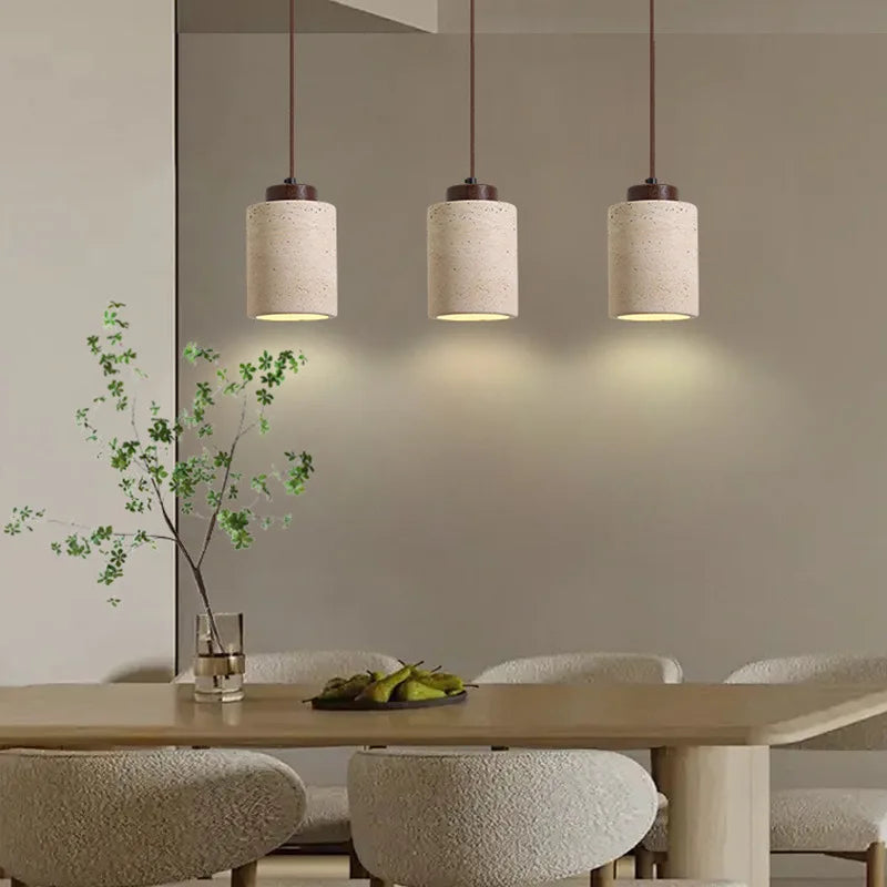 Lámpara Colgante de Piedra Natural Estilo Wabi-Sabi - Iluminación Minimalista Japandi