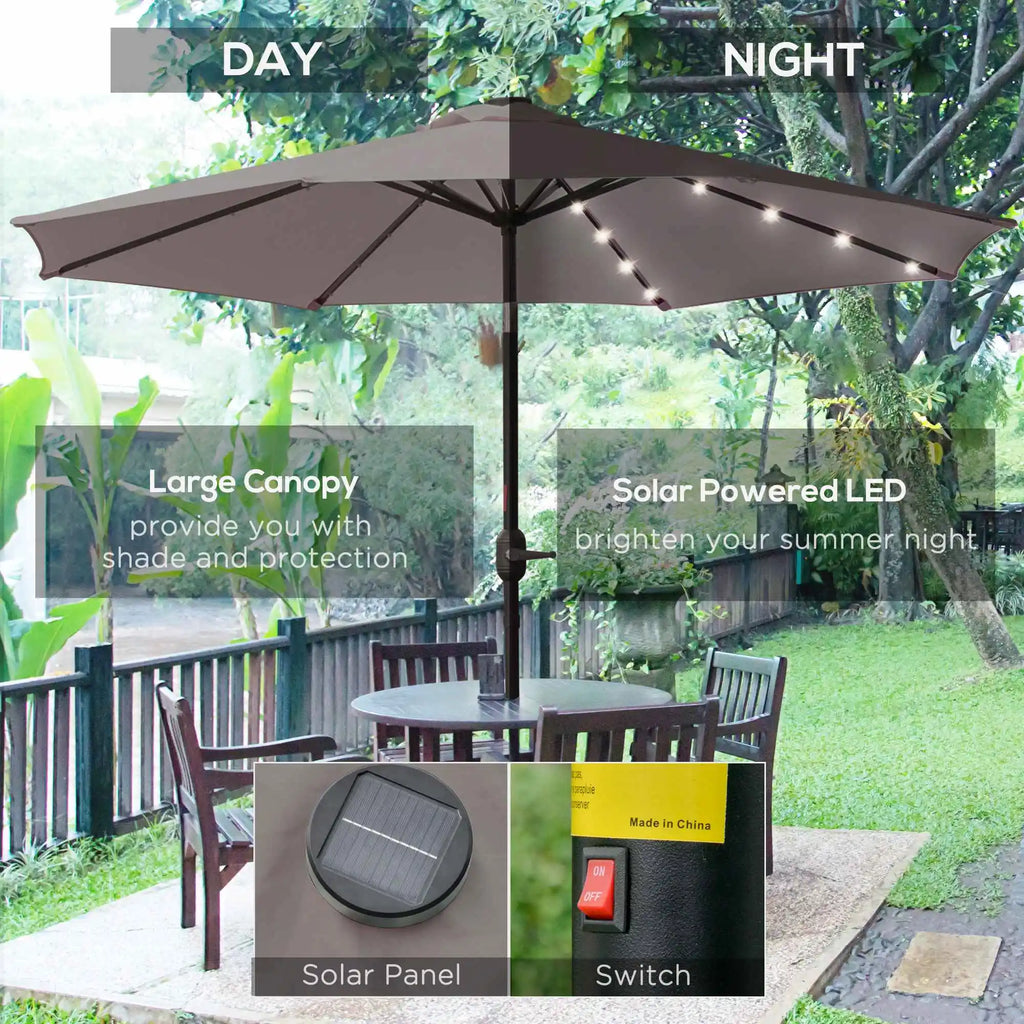 Sombrilla Solar LED para Jardín y terraza - Iluminación nocturna Elegante