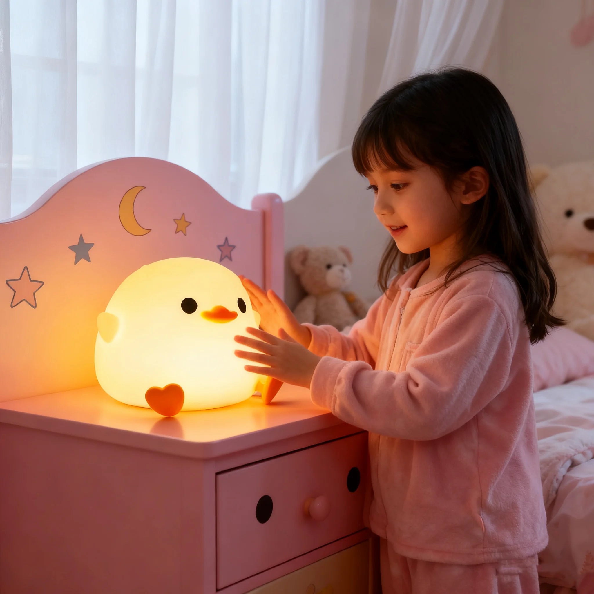 Lámpara Infantil Patito LED Recargable - Luz Nocturna Suave para Bebés y Niños