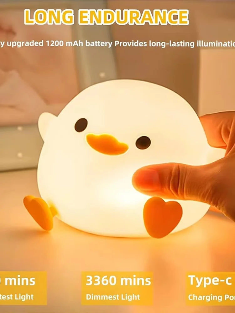 Lámpara Infantil Patito LED Recargable - Luz Nocturna Suave para Bebés y Niños