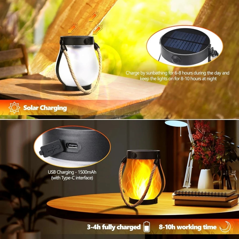 Lámpara Solar Decorativa Efecto Llama para Jardín y Terraza