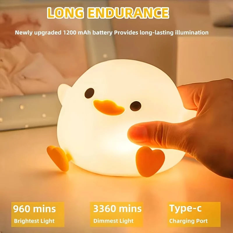 Lámpara Infantil Patito LED Recargable - Luz Nocturna Suave para Bebés y Niños