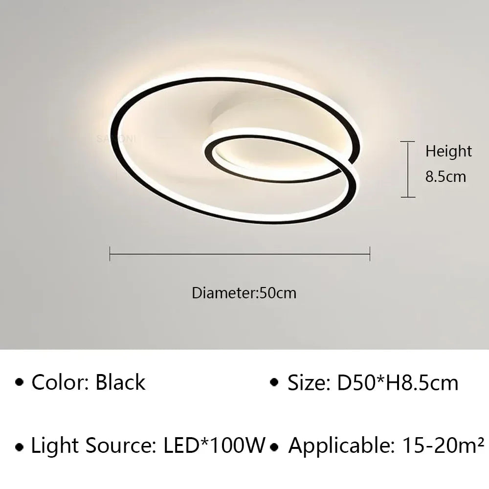 Lámpara de techo LED moderna circular - Diseño minimalista nórdico para salón