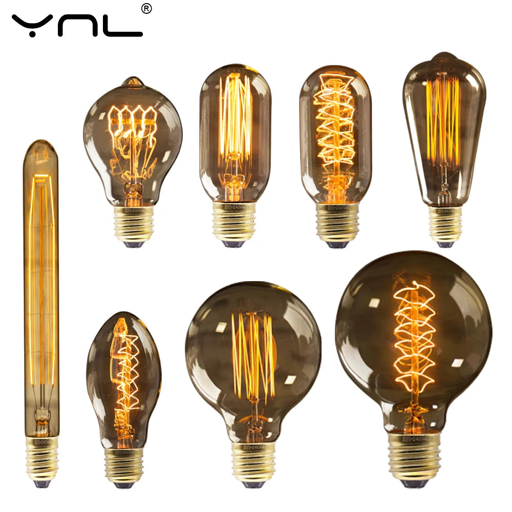Bombilla incandescente de filamento, iluminación vintage estilo Edison
