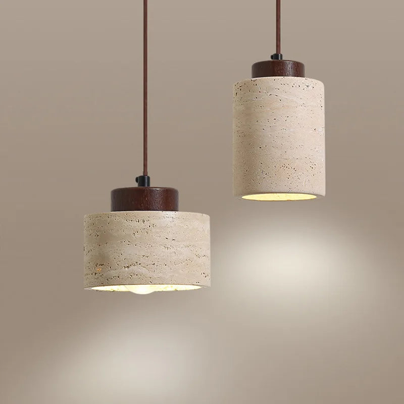 Lámpara Colgante de Piedra Natural Estilo Wabi-Sabi - Iluminación Minimalista Japandi