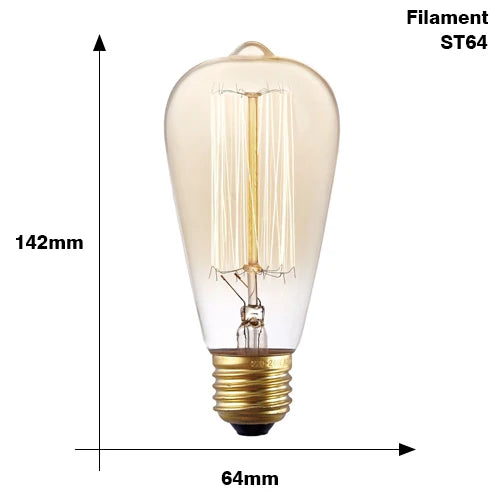 Bombilla incandescente de filamento, iluminación vintage estilo Edison