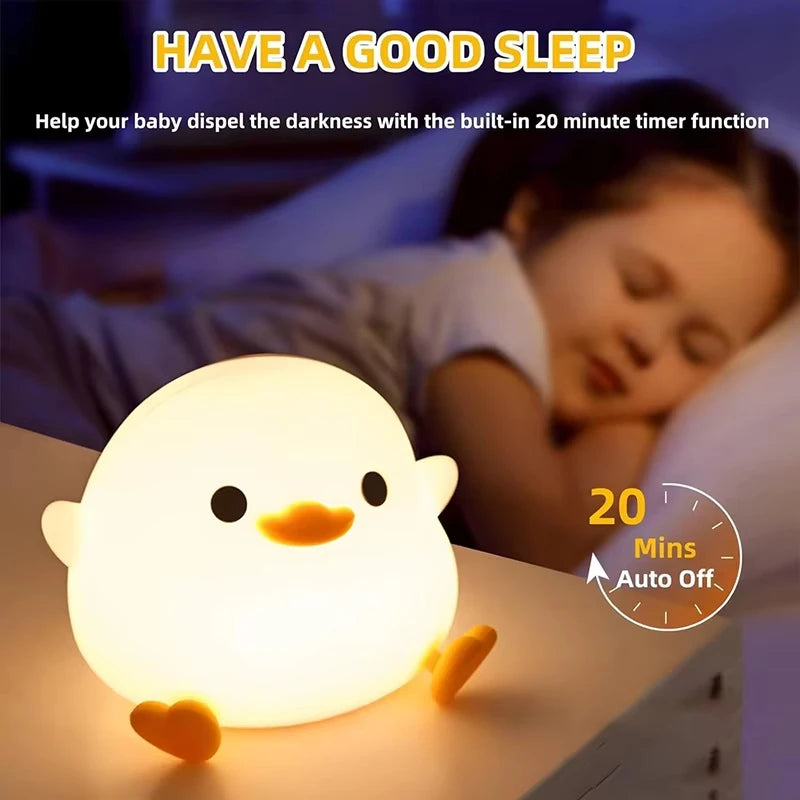 Lámpara Infantil Patito LED Recargable - Luz Nocturna Suave para Bebés y Niños