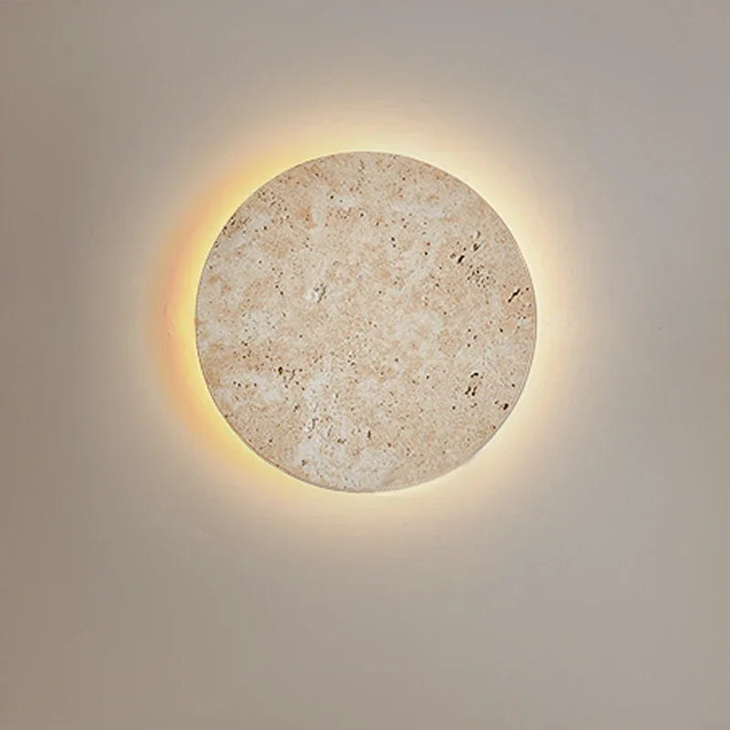 Lámpara de pared Wabi-Sabi Circular - Luz Ambiental Minimalista de Piedra Natural