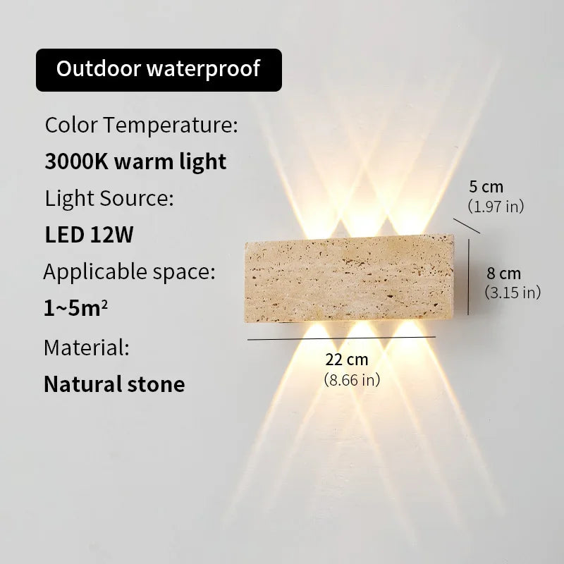 Aplique de Pared Wabi-Sabi Interior & Exterior - Luz Ambiental Impermeable