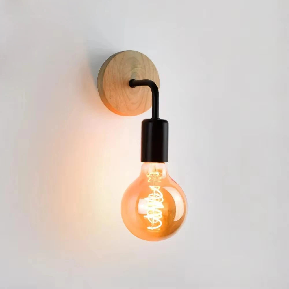 Lámpara de pared de madera, candelabro Vintage