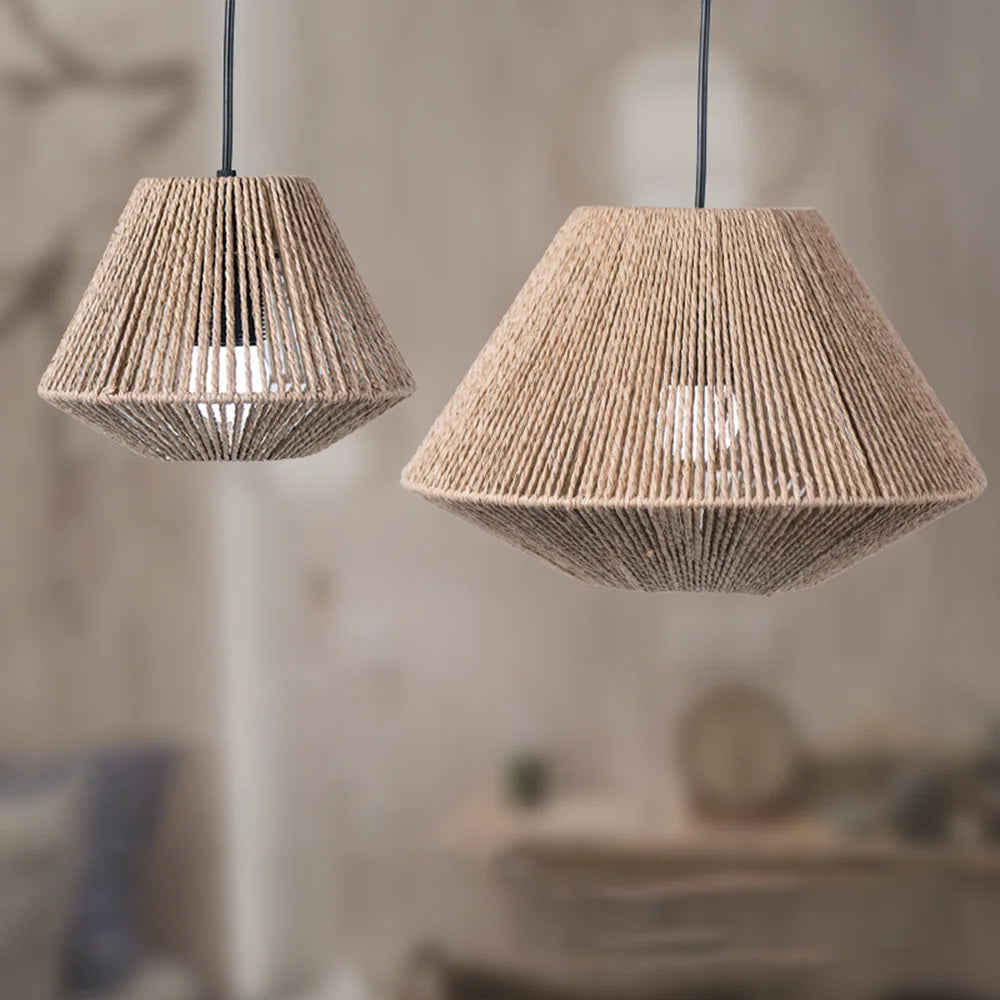 Lámpara Colgante de Techo en Ratán Natural - Estilo Boho