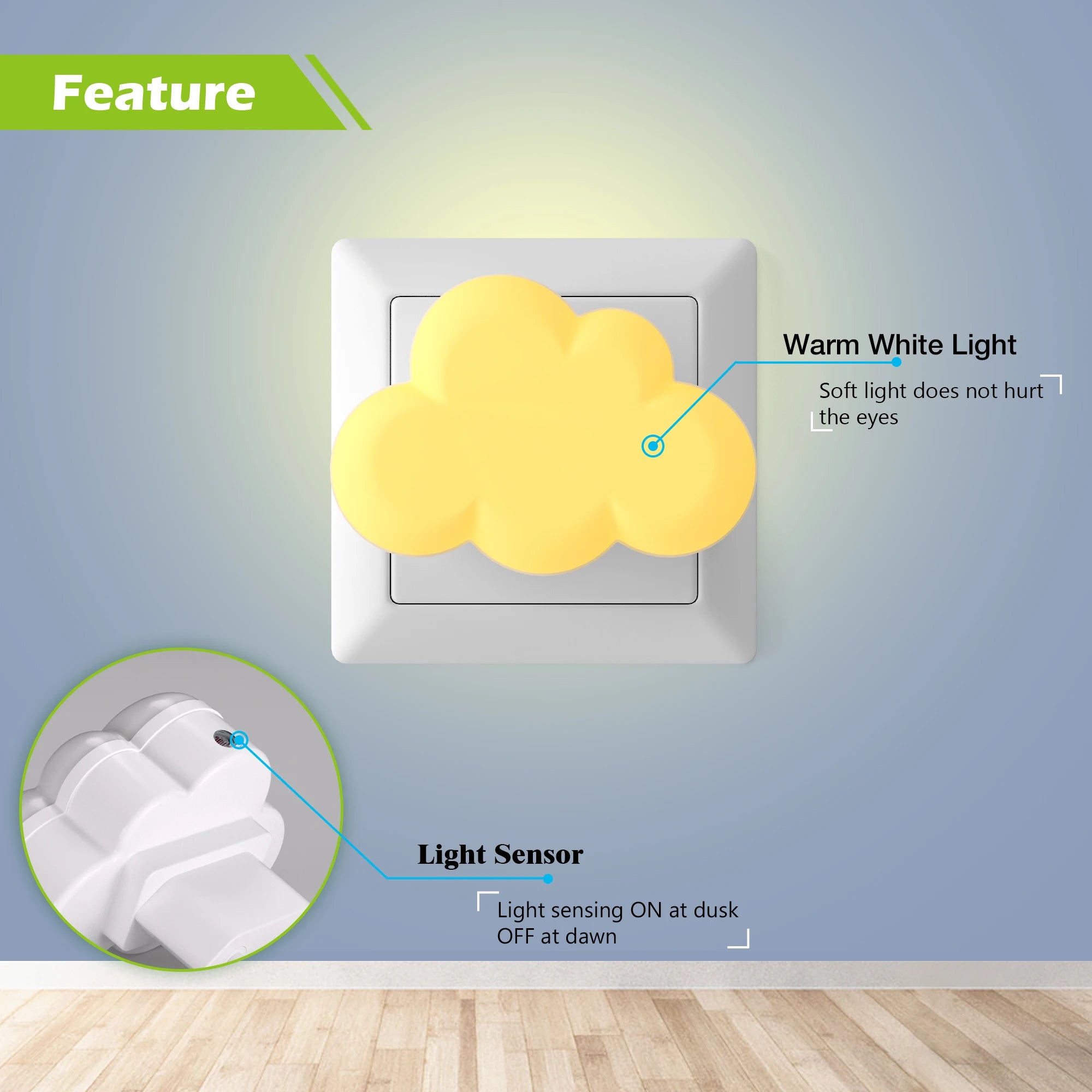 Luz nocturna con forma de nube infantil