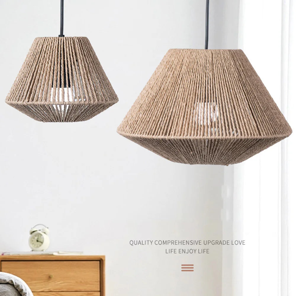 Lámpara Colgante de Techo en Ratán Natural - Estilo Boho