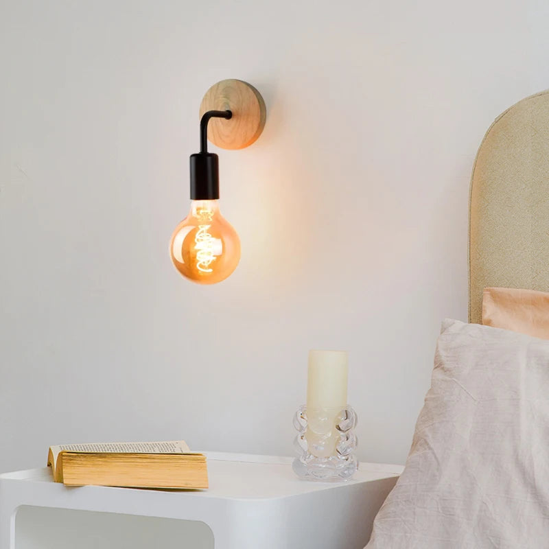 Lámpara de pared de madera, candelabro Vintage