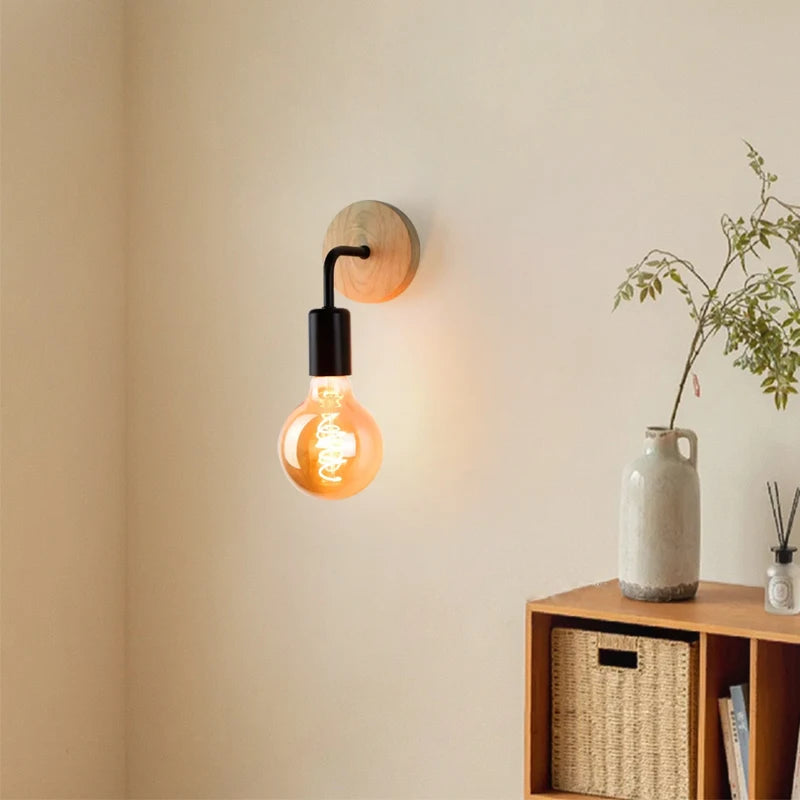 Lámpara de pared de madera, candelabro Vintage