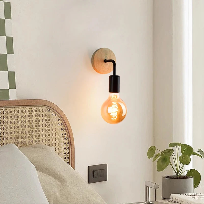 Lámpara de pared de madera, candelabro Vintage