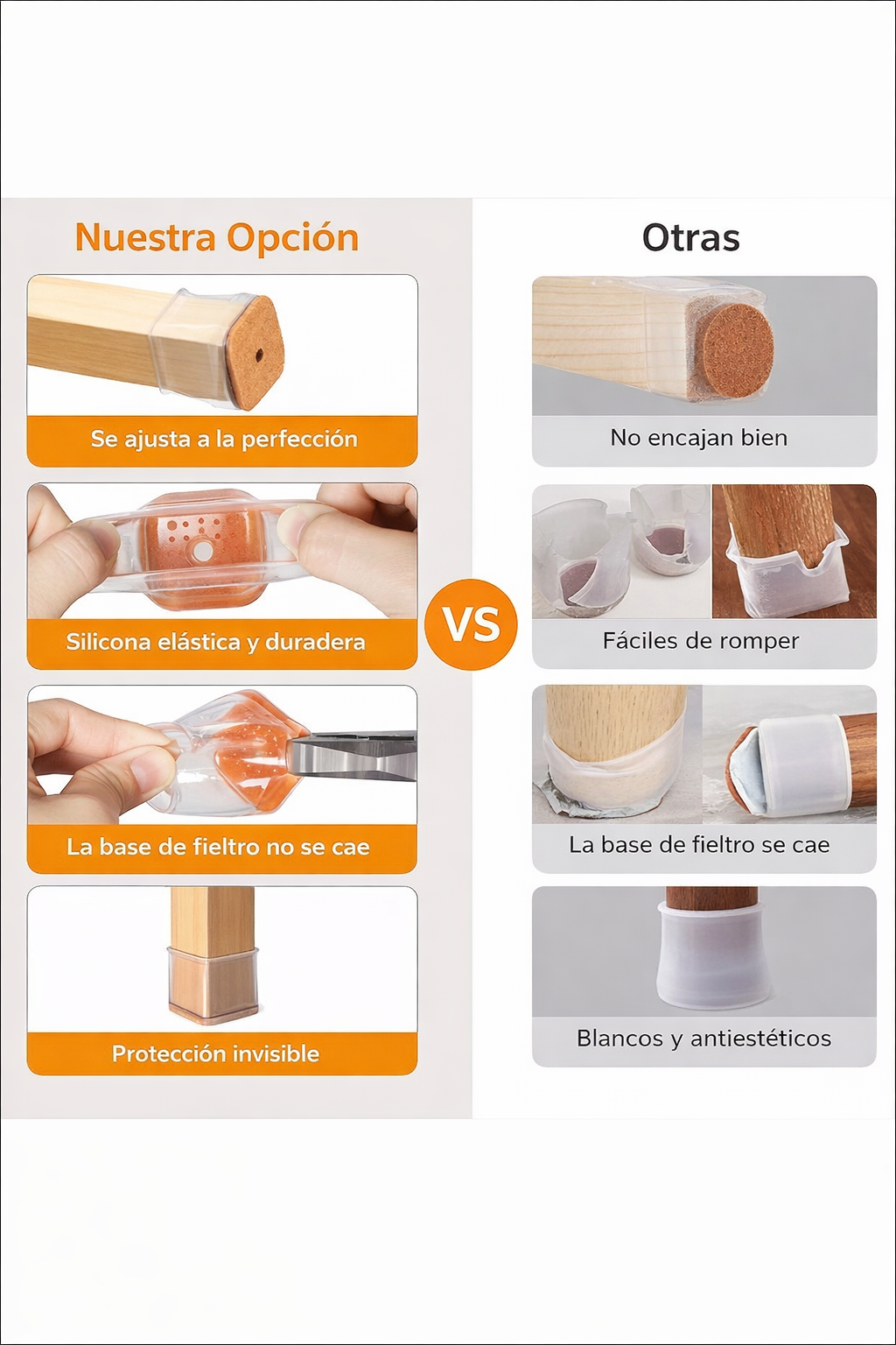 Protectores de Sillas Antiruido (Pack 24)- Sin Rayones ni Ruido