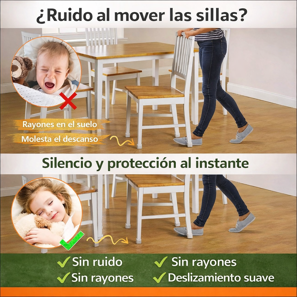 Protectores de Sillas Antiruido (Pack 24)- Sin Rayones ni Ruido