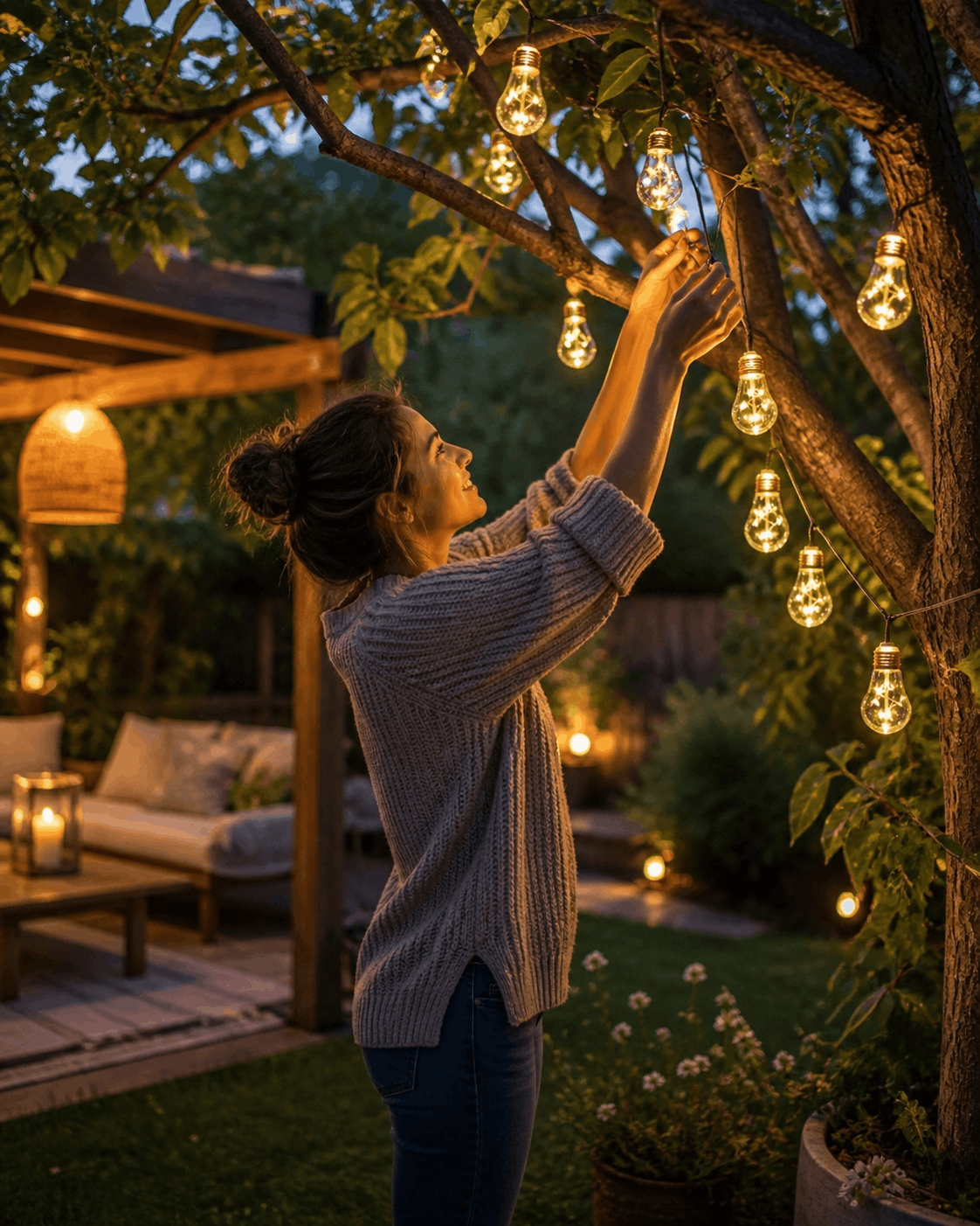 Guirnalda Solar Vintage LED Exterior - Luces Decorativas para Jardín, Terraza y Balcón