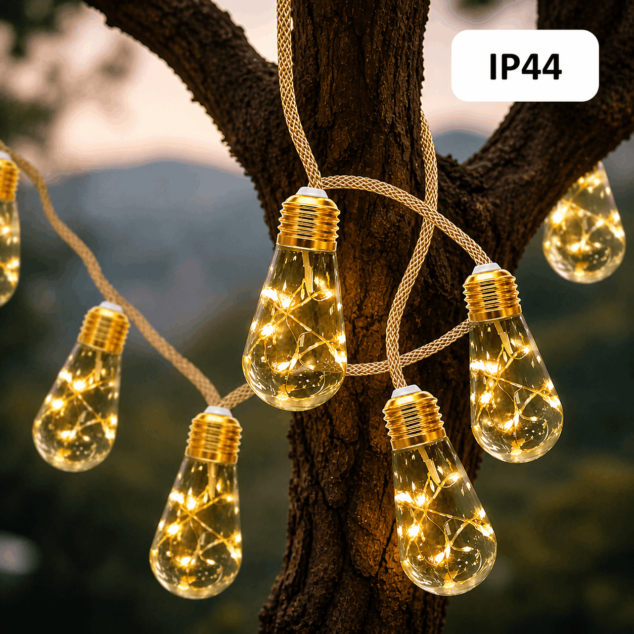Guirnalda Solar Vintage LED Exterior - Luces Decorativas para Jardín, Terraza y Balcón